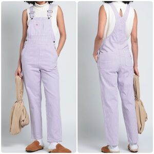 NWOT Dickies Women's Light Purple and White Pinstripe Overalls M Festival Casual